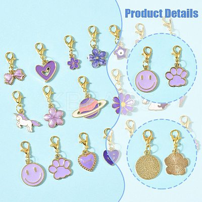 20Pcs 20 Styles Alloy Enamel Pendant Decorations HJEW-FS00047-1