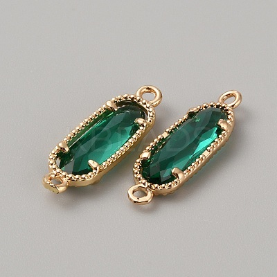 Golden Plated Brass Pave Glass Connector Charms FIND-WH0110-728G-12-1