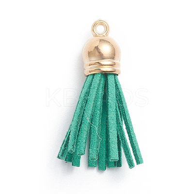 Faux Suede Cord Tassels Pendant Decorations HJEW-WH0006-18F-1