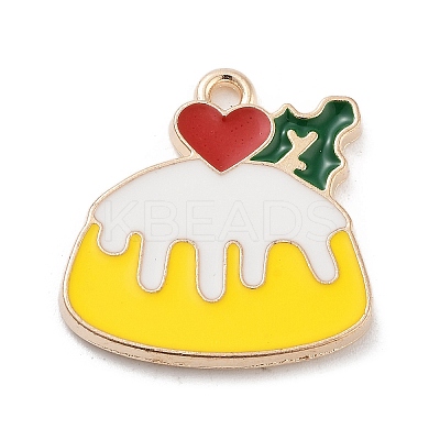 Light Gold Plated Alloy Enamel Pendants ENAM-M219-03KCG-1