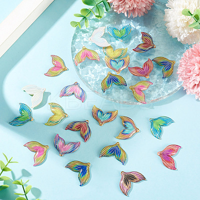 60Pcs Printed Translucent Acrylic Pendants OACR-TA0001-72-1