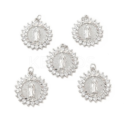 Brass Micro Pave Cubic Zirconia Pendants KK-E068-VB090-1