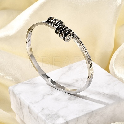 304 Stainless Steel Hinged Enamel Bangles for Women BJEW-F474-39P-1