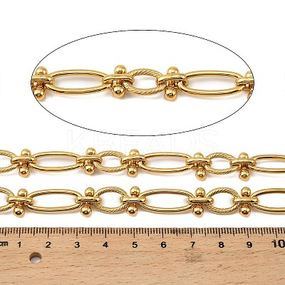 304 Stainless Steel Oval with Round Beaded Link Chains CHS-G051-04G-1