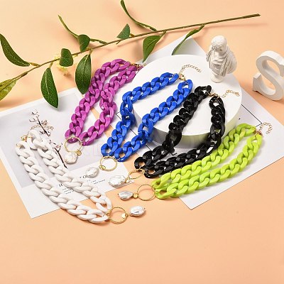 Ring with Natural Pearl Pendant Necklace for Teen Girl Women NJEW-JN03712-1