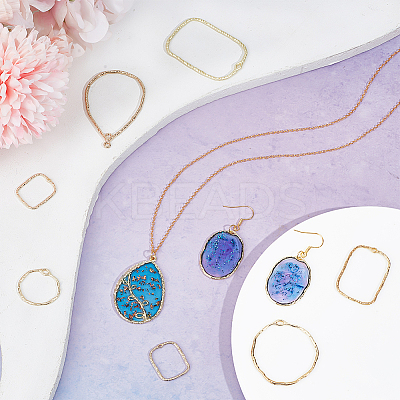 26Pcs 13 Styles Brass & Alloy Open Back Bezel Pendants and Links FIND-OC0003-52-1