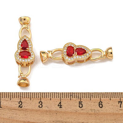 Brass Micro Pave Clear Cubic Zirconia Fold Over Clasps KK-U037-13G-1