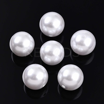 Round ABS Plastic Imitation Pearl Beads OACR-R053-01-1