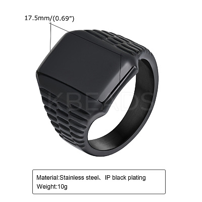 Rectangle 304 Stainless Steel Finger Rings for Men FS-WG80AFC-05-1