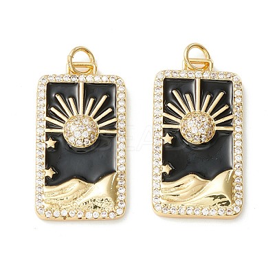 Rack Plating Brass Micro Pave Clear Cubic Zirconia Pendants KK-D073-24G-1
