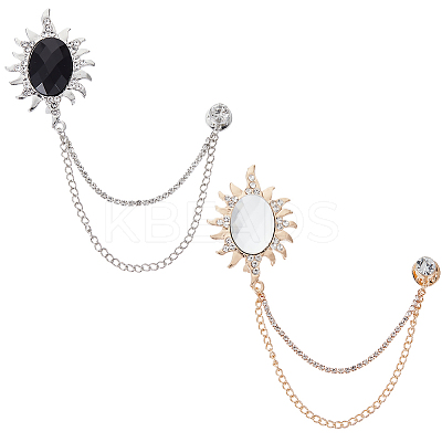 2Pcs 2 Colors Men British Style Zinc Alloy with Rhinestone Safety Pin JEWB-SP0001-04-1