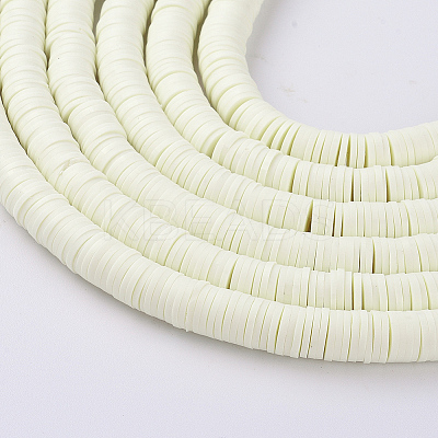 Flat Round Handmade Polymer Clay Beads LS-CLAY-R067-8.0mm-21-1
