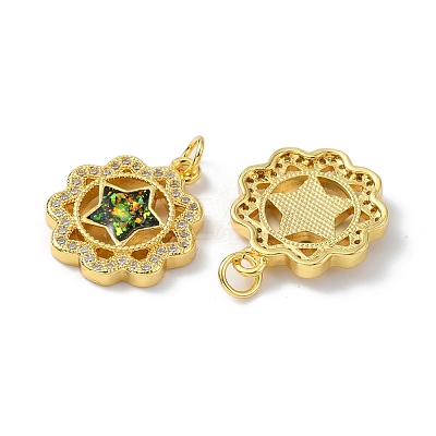 Brass Micro Pave Cubic Zirconia Pendants KK-A197-32G-1