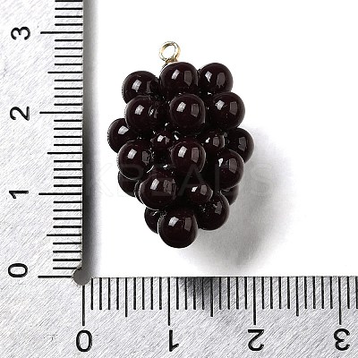 Grape Brass Acrylic Pendants OACR-R006-05G-02-1