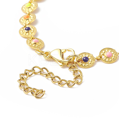 Colorful Enamel Flower Link Chain Bracelet X-BJEW-JB09940-1