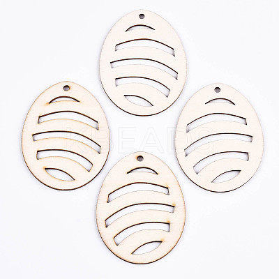 Undyed Natural Wooden Big Pendants WOOD-S058-011-1