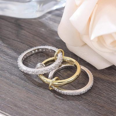 Stainless Steel Micro Pave Clear Cubic Zirconia Stackable Finger Rings WGD96BD-02-1