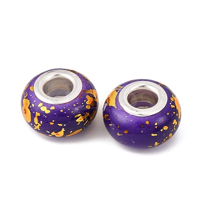 Opaque Resin Rondelle European Beads RESI-Z046-01G-1