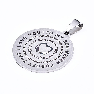 Non-Tarnish 201 Stainless Steel Quote Pendants X-STAS-T044-221P-1