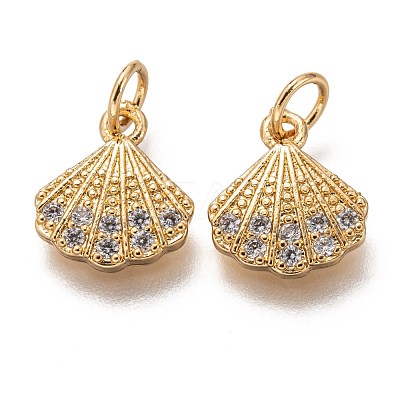 Brass Micro Pave Clear Cubic Zirconia Charms ZIRC-C020-49-1
