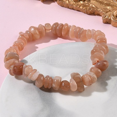 Natural Sunstone Chip Beads Stretch Bracelets for Men Women BJEW-C145-01B-1