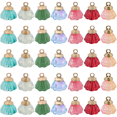 70Pcs 7 Colors Transparent Spray Painted Glass Charms GLAA-SC0001-91-1