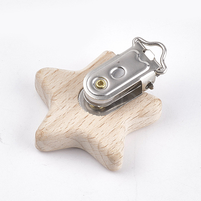 Beech Wood Baby Pacifier Holder Clips WOOD-T015-09-1