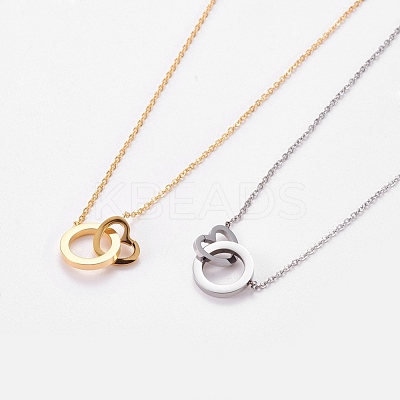 304 Stainless Steel Pendant Necklaces NJEW-L155-18-1