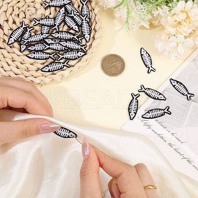 30Pcs Fish Embroidery Iron on Clothing Patches DIY-CA0006-99-1