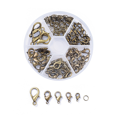 Alloy Lobster Claw Clasps and Jump Rings Set PALLOY-X0004-AB-NF-B-1