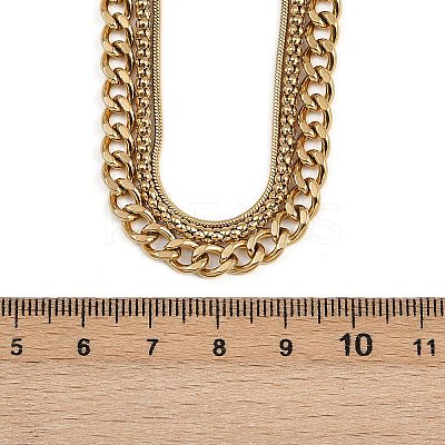 304 Stainless Steel Twisted Chain 3 Layer Necklaces for Women LS-NJEW-A057-02C-G-1