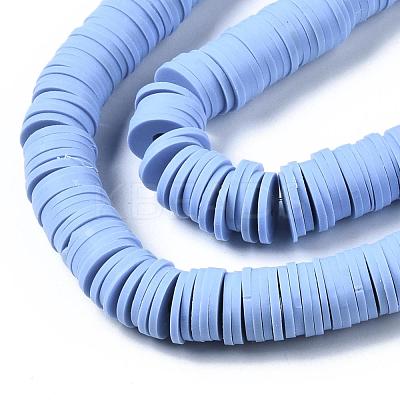 Flat Round Handmade Polymer Clay Beads CLAY-R067-10mm-32-1