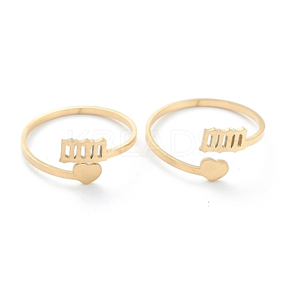 Ion Plating(IP) 201 Stainless Steel Cuff Rings LS-RJEW-M136-01B-G-1