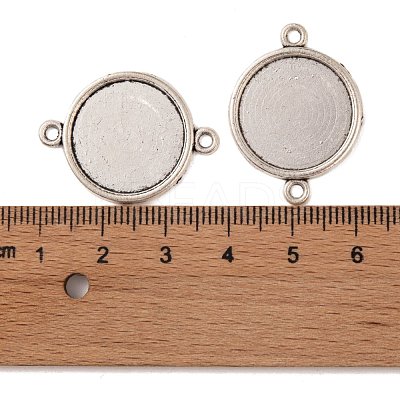 Tibetan Style Alloy Flat Round Cabochon Connector Settings X-TIBE-M022-09AS-1