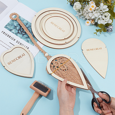 Leaf Wood Macrame Coaster Cutting Template DIY-BC0015-37-1