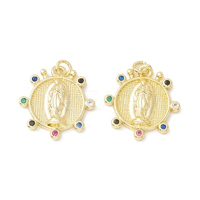 Rack Plating Brass Micro Pave Cubic Zirconia Pendants KK-E278-09G-1