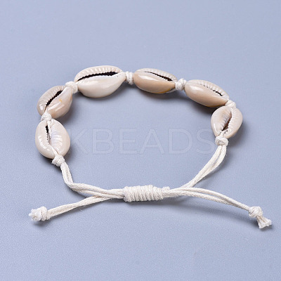Adjustable Cowrie Shell Braided Bead Bracelets BJEW-JB04271-1