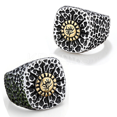 Textured 304 Stainless Steel Finger Rings FS-WG3E048-03-1