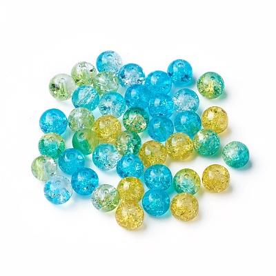 5 Colors Spray Painted & Baking Paint Crackle Glass Beads CCG-X0010-06-8mm-1