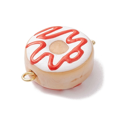 Handmade Lampwork Enamel Donut Connector Charms PALLOY-JF02573-1
