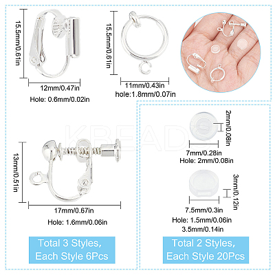 18Pcs 3 Style Brass Clip-on Earring Findings FIND-SC0003-96S-1