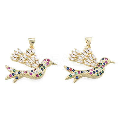 Brass Micro Pave Colorful Cubic Zirconia Pendants ZIRC-N039-247-1