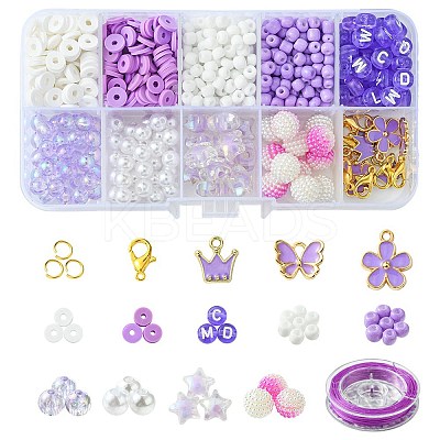 DIY Round Acrylic & Glass Beads Bracelets Jewelry Kits DIY-FS0006-29C-1