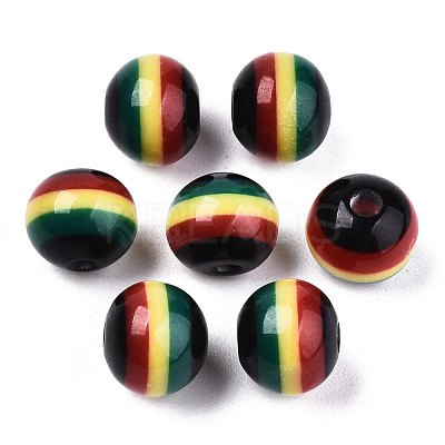 Ghana Jamaica Reggae Stripe Resin Beads RESI-N026-001B-01-1