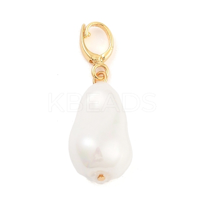 Brass Glass Pearl Pendants KK-G496-14G-1