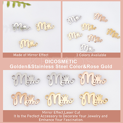 12Pcs 3 Colors 304 Stainless Steel Pendants STAS-DC0004-49-1