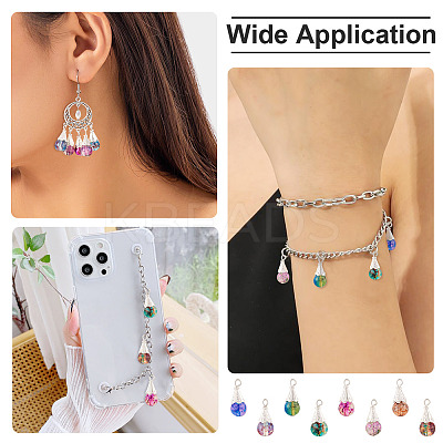 64Pcs 8 Styles Glass & Alloy Pendants PALLOY-TA00177-1
