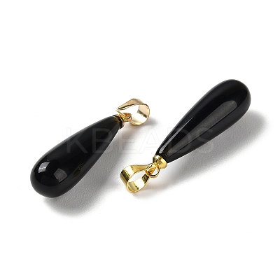 Natural Obsidian Teardrop Pendants G-Q005-03G-01-1