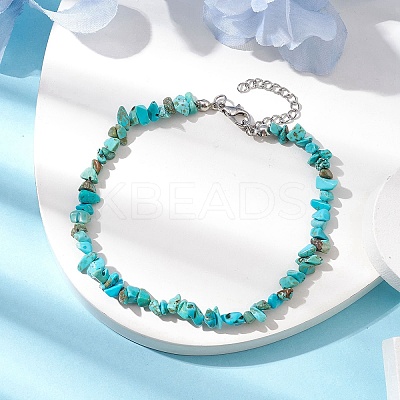 Natural Gemstone Beads Anklets AJEW-AN00583-04-1