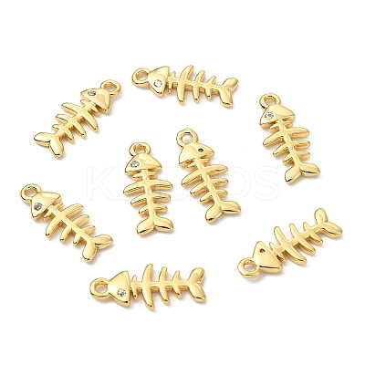 SHEGRACE Brass Micro Pave Cubic Zirconia Fishbone Charms XGR0163G-109G-1